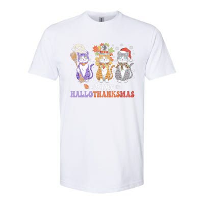 Happy Hallothanksmas Cats Lover Halloween Thanksgiving Softstyle CVC T-Shirt