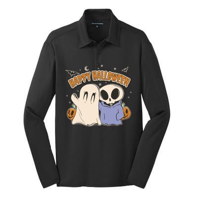 Happy Halloween Cute Monsters Silk Touch Performance Long Sleeve Polo