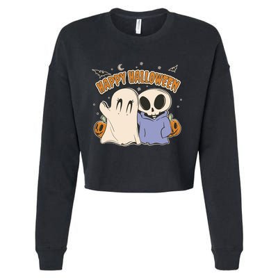 Happy Halloween Cute Monsters Cropped Pullover Crew
