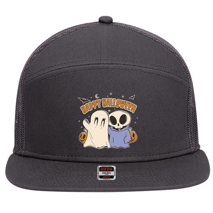 Happy Halloween Cute Monsters 7 Panel Mesh Trucker Snapback Hat
