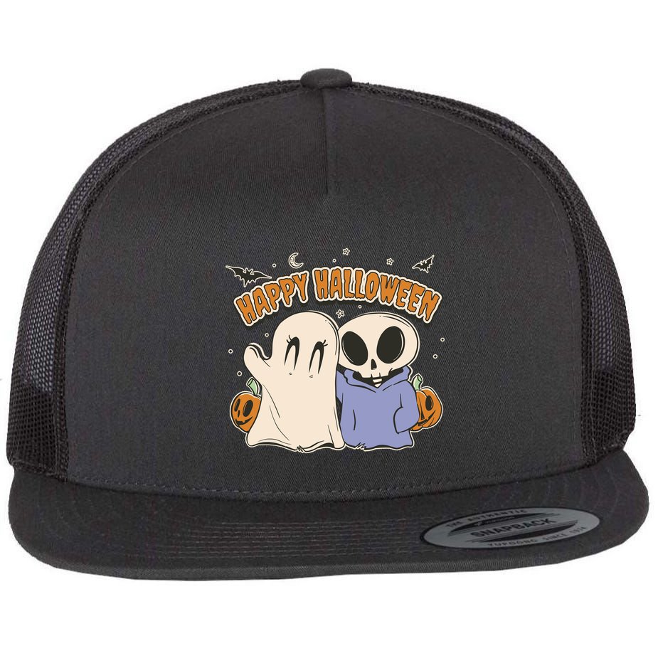 Happy Halloween Cute Monsters Flat Bill Trucker Hat