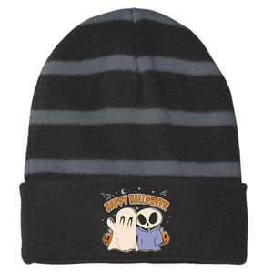 Happy Halloween Cute Monsters Striped Beanie with Solid Band