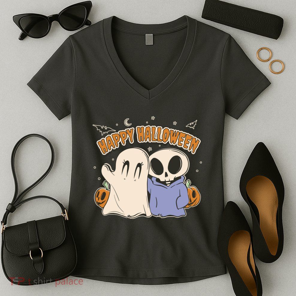 Happy Halloween Cute Monsters Women's V-Neck T-Shirt