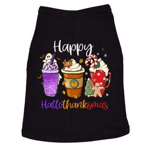 Happy Hallothanksmas Coffee Latte Halloween Thanksgiving Doggie Tank