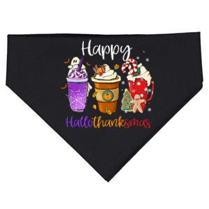 Happy Hallothanksmas Coffee Latte Halloween Thanksgiving USA-Made Doggie Bandana