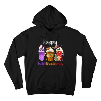 Happy Hallothanksmas Coffee Latte Halloween Thanksgiving Hoodie