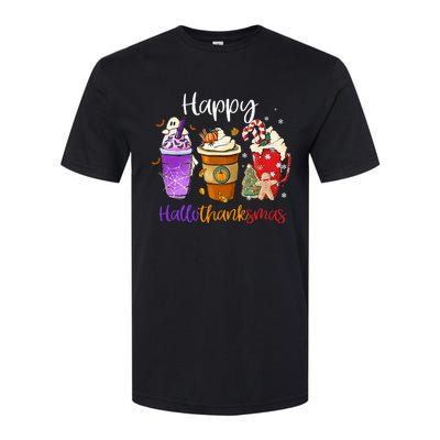 Happy Hallothanksmas Coffee Latte Halloween Thanksgiving Softstyle CVC T-Shirt