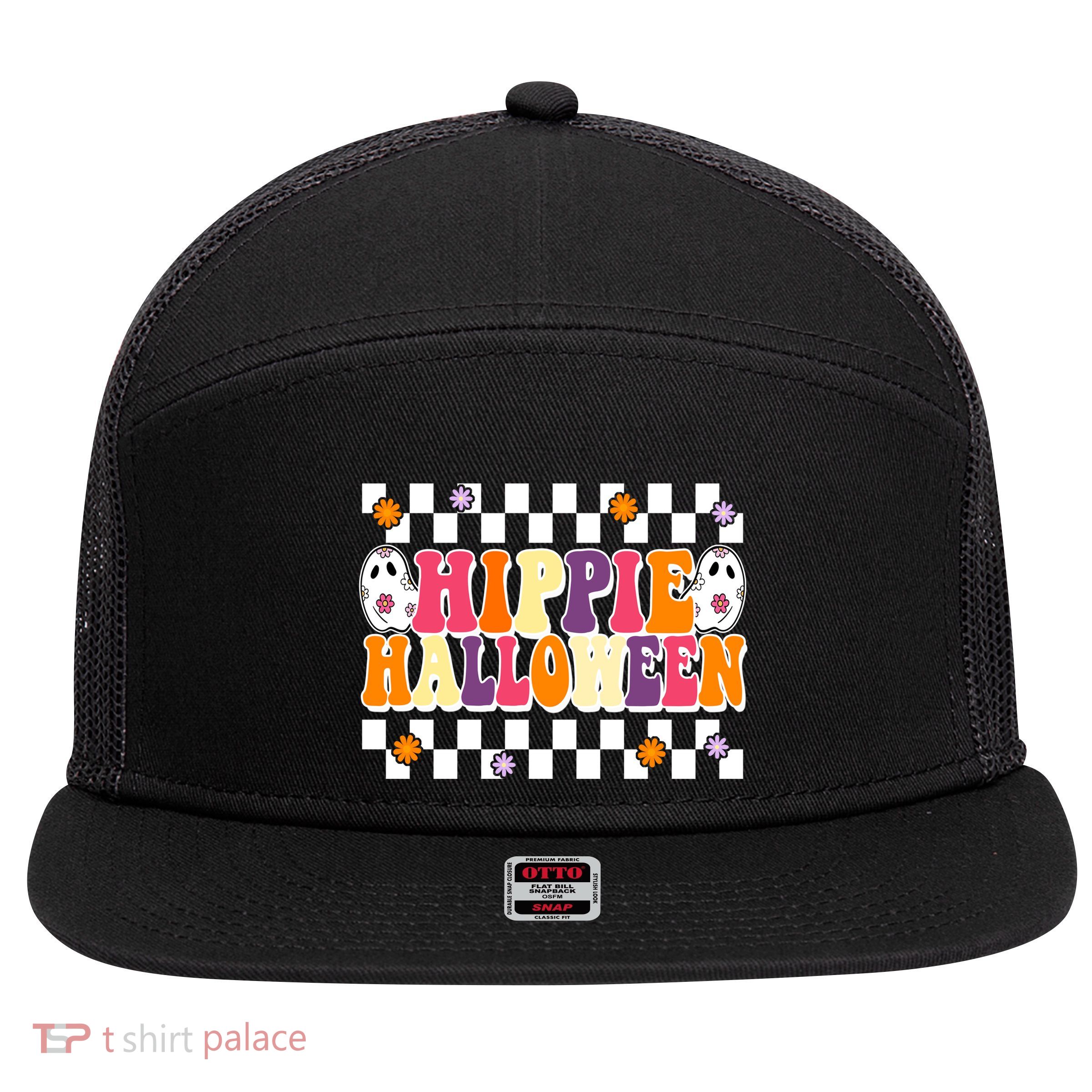 Hippie Halloween Cute Retro 7 Panel Mesh Trucker Snapback Hat
