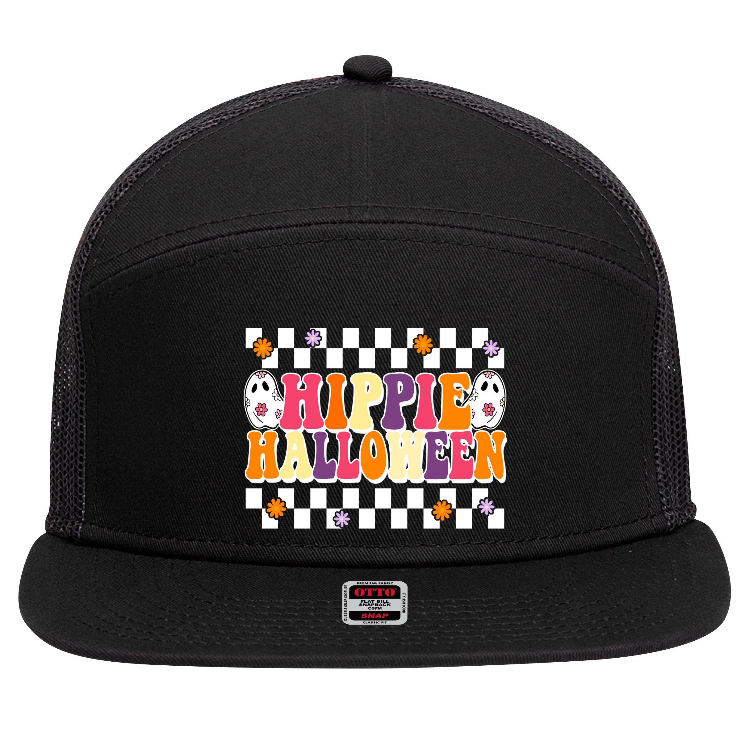 Hippie Halloween Cute Retro 7 Panel Mesh Trucker Snapback Hat