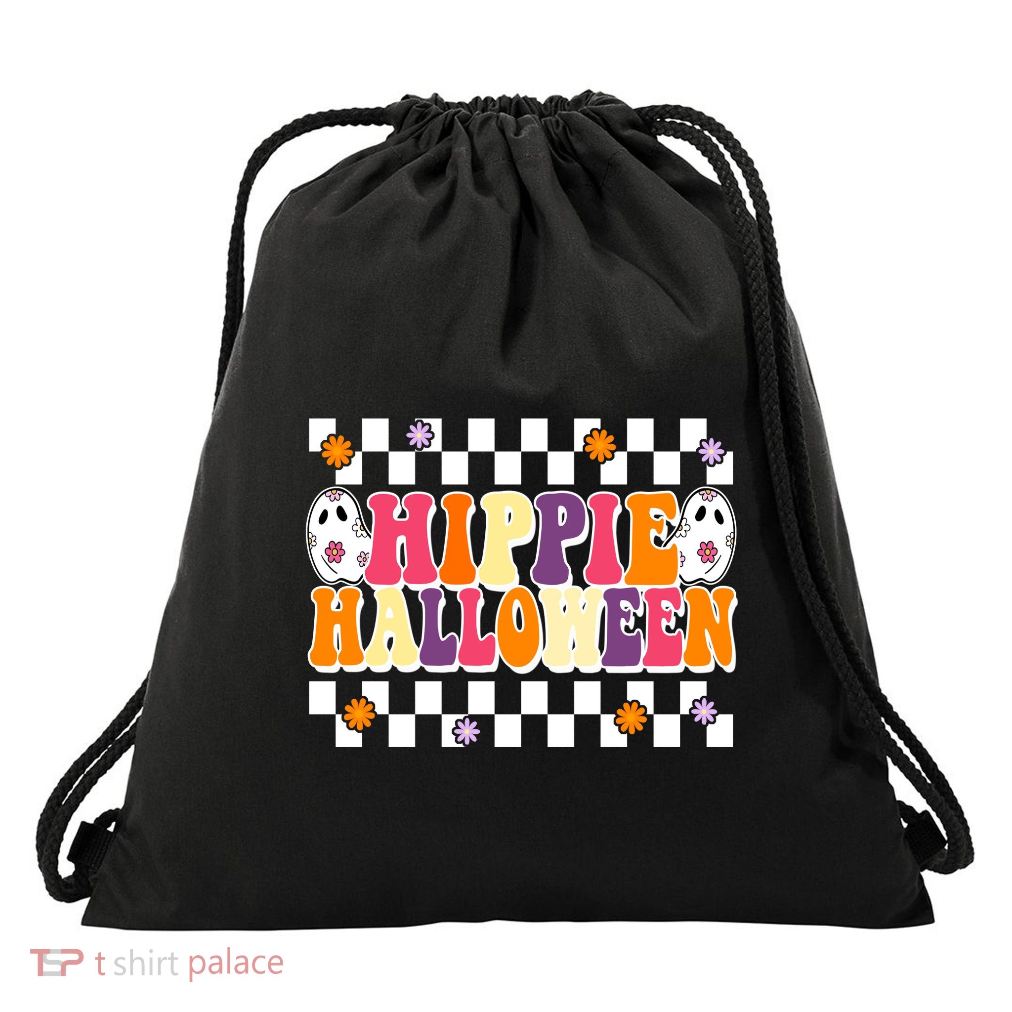 Hippie Halloween Cute Retro Drawstring Bag
