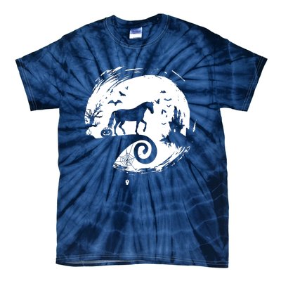 Horse Halloween Costume Moon Silhouette Creepy Horror Tie-Dye T-Shirt