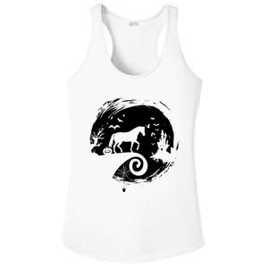 Horse Halloween Costume Moon Silhouette Creepy Horror Ladies PosiCharge Competitor Racerback Tank