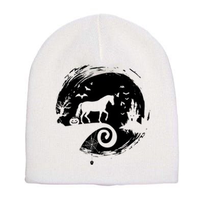 Horse Halloween Costume Moon Silhouette Creepy Horror Short Acrylic Beanie