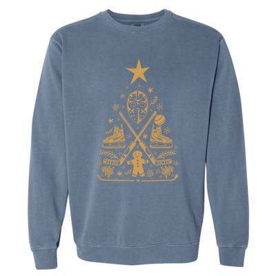 Happy Hockeydays Christmas Ice Hockey Tree Meaningful Gift Garment-Dyed Sweatshirt