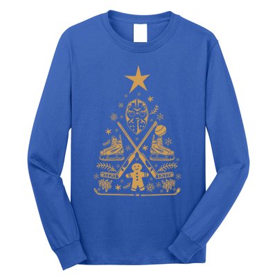 Happy Hockeydays Christmas Ice Hockey Tree Meaningful Gift Long Sleeve Shirt