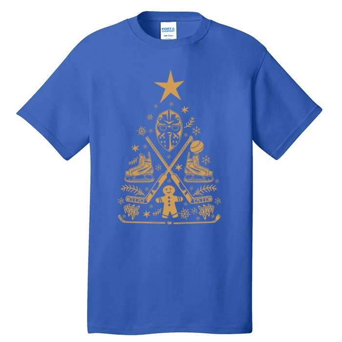 Happy Hockeydays Christmas Ice Hockey Tree Meaningful Gift Tall T-Shirt