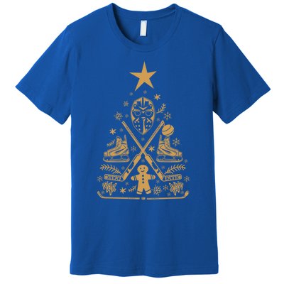 Happy Hockeydays Christmas Ice Hockey Tree Meaningful Gift Premium T-Shirt