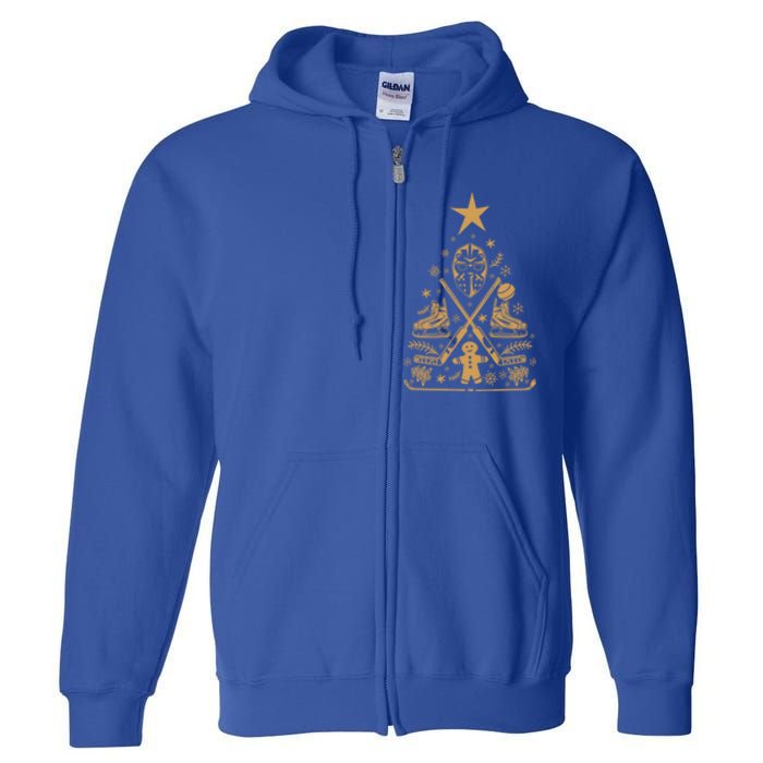 Happy Hockeydays Christmas Ice Hockey Tree Meaningful Gift Full Zip Hoodie