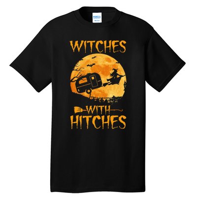 Hilarious Halloween Camping Trailer with Witches and Hitches Tall T-Shirt