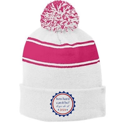 How Hard Can It Be Boy Do It Stripe Pom Pom Beanie