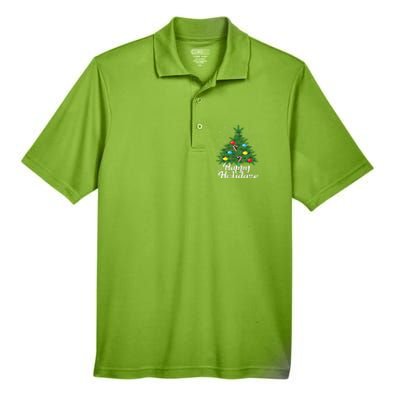 Happy Holidaze Cannabis Weed Leaf Christmas Tree Marijuana Men's Origin Performance Piqué Polo