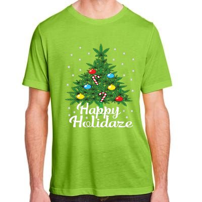 Happy Holidaze Cannabis Weed Leaf Christmas Tree Marijuana Adult ChromaSoft Performance T-Shirt