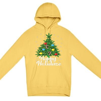 Happy Holidaze Cannabis Weed Leaf Christmas Tree Marijuana Premium Pullover Hoodie