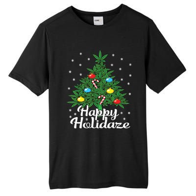 Happy Holidaze Cannabis Weed Leaf Christmas Tree Marijuana Tall Fusion ChromaSoft Performance T-Shirt