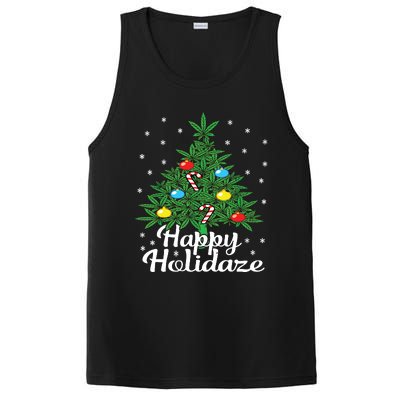 Happy Holidaze Cannabis Weed Leaf Christmas Tree Marijuana PosiCharge Competitor Tank