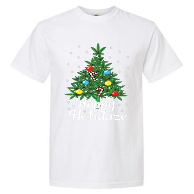 Happy Holidaze Cannabis Weed Leaf Christmas Tree Marijuana Garment-Dyed Heavyweight T-Shirt