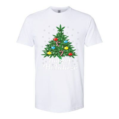 Happy Holidaze Cannabis Weed Leaf Christmas Tree Marijuana Softstyle® CVC T-Shirt