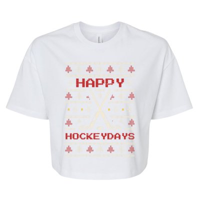 Happy Hockeydays Christmas Season Holidays Ice Hockey Sports Gift Bella+Canvas Jersey Crop Tee