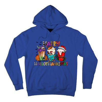 Happy Hallowthanksmas Coffees For The Holidays Graphic Gift Tall Hoodie