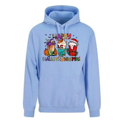 Happy Hallowthanksmas Coffees For The Holidays Graphic Gift Unisex Surf Hoodie