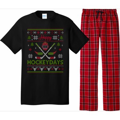 Happy Hockeydays Cool Hockey Christmas Wearing Outfit Xmas Great Gift Pajama Set