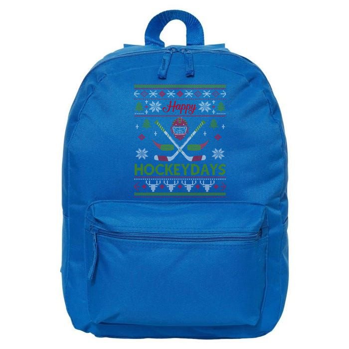 Happy Hockeydays Cool Hockey Christmas Wearing Outfit Xmas Great Gift 16 in Basic Backpack