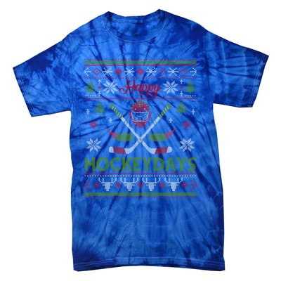 Happy Hockeydays Cool Hockey Christmas Wearing Outfit Xmas Great Gift Tie-Dye T-Shirt