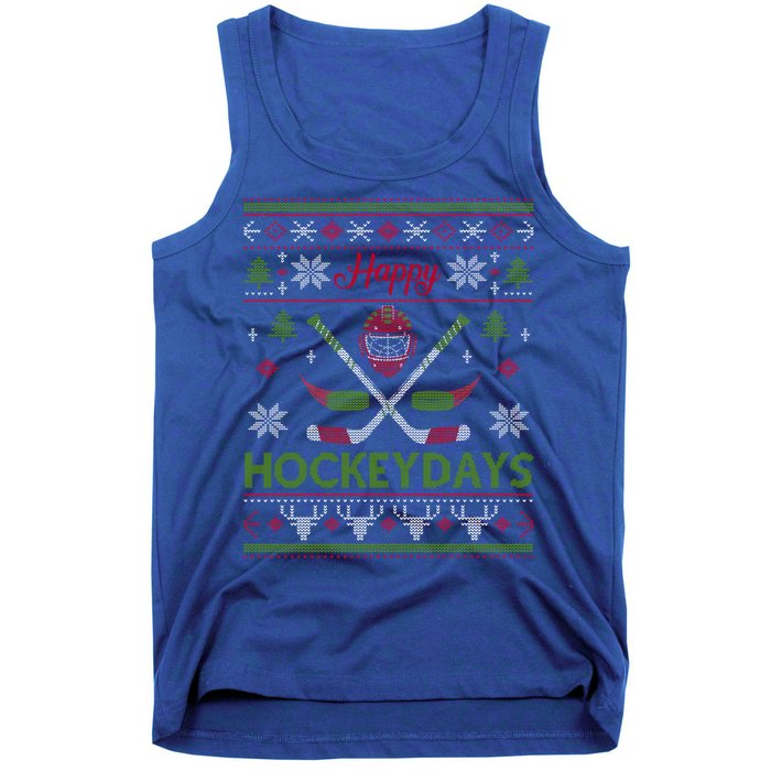 Happy Hockeydays Cool Hockey Christmas Wearing Outfit Xmas Great Gift Tank Top