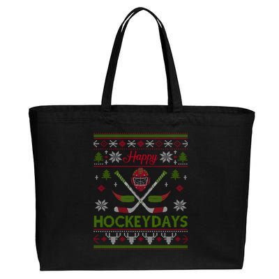 Happy Hockeydays Cool Hockey Christmas Wearing Outfit Xmas Great Gift Cotton Canvas Jumbo Tote