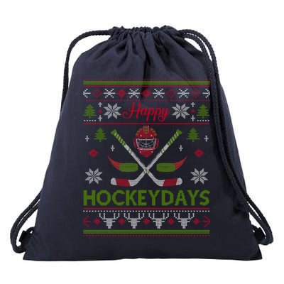 Happy Hockeydays Cool Hockey Christmas Wearing Outfit Xmas Great Gift Drawstring Bag