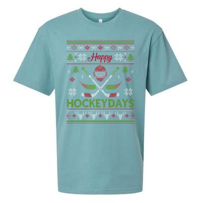 Happy Hockeydays Cool Hockey Christmas Wearing Outfit Xmas Great Gift Sueded Cloud Jersey T-Shirt