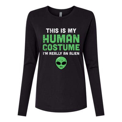 Halloween Human Costume Im Alien Funny Womens Cotton Relaxed Long Sleeve T-Shirt