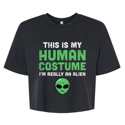 Halloween Human Costume Im Alien Funny Bella+Canvas Jersey Crop Tee