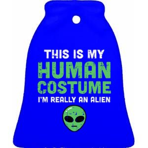 Halloween Human Costume Im Alien Funny Ceramic Bell Ornament