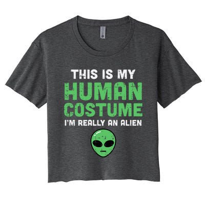 Halloween Human Costume Im Alien Funny Women's Crop Top Tee