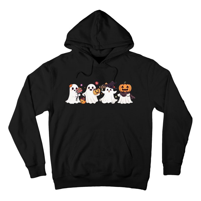 Hippie Halloween Cute Ghost Boo Spooky Season Pumpkin  Hoodie