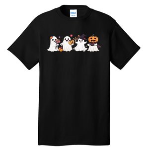 Hippie Halloween Cute Ghost Boo Spooky Season Pumpkin  Tall T-Shirt