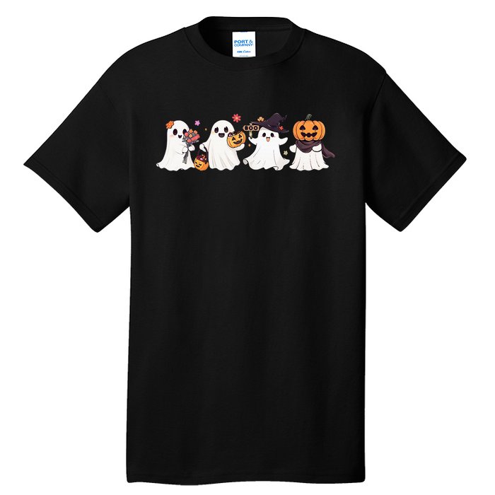 Hippie Halloween Cute Ghost Boo Spooky Season Pumpkin  Tall T-Shirt