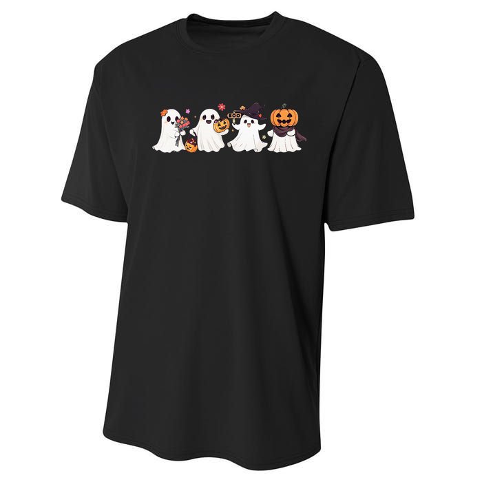 Hippie Halloween Cute Ghost Boo Spooky Season Pumpkin  Performance Sprint T-Shirt