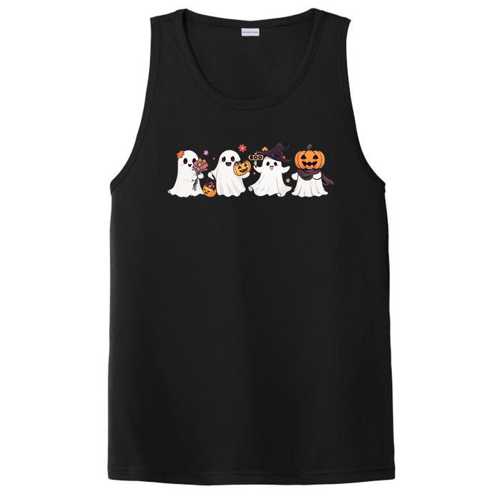 Hippie Halloween Cute Ghost Boo Spooky Season Pumpkin  PosiCharge Competitor Tank